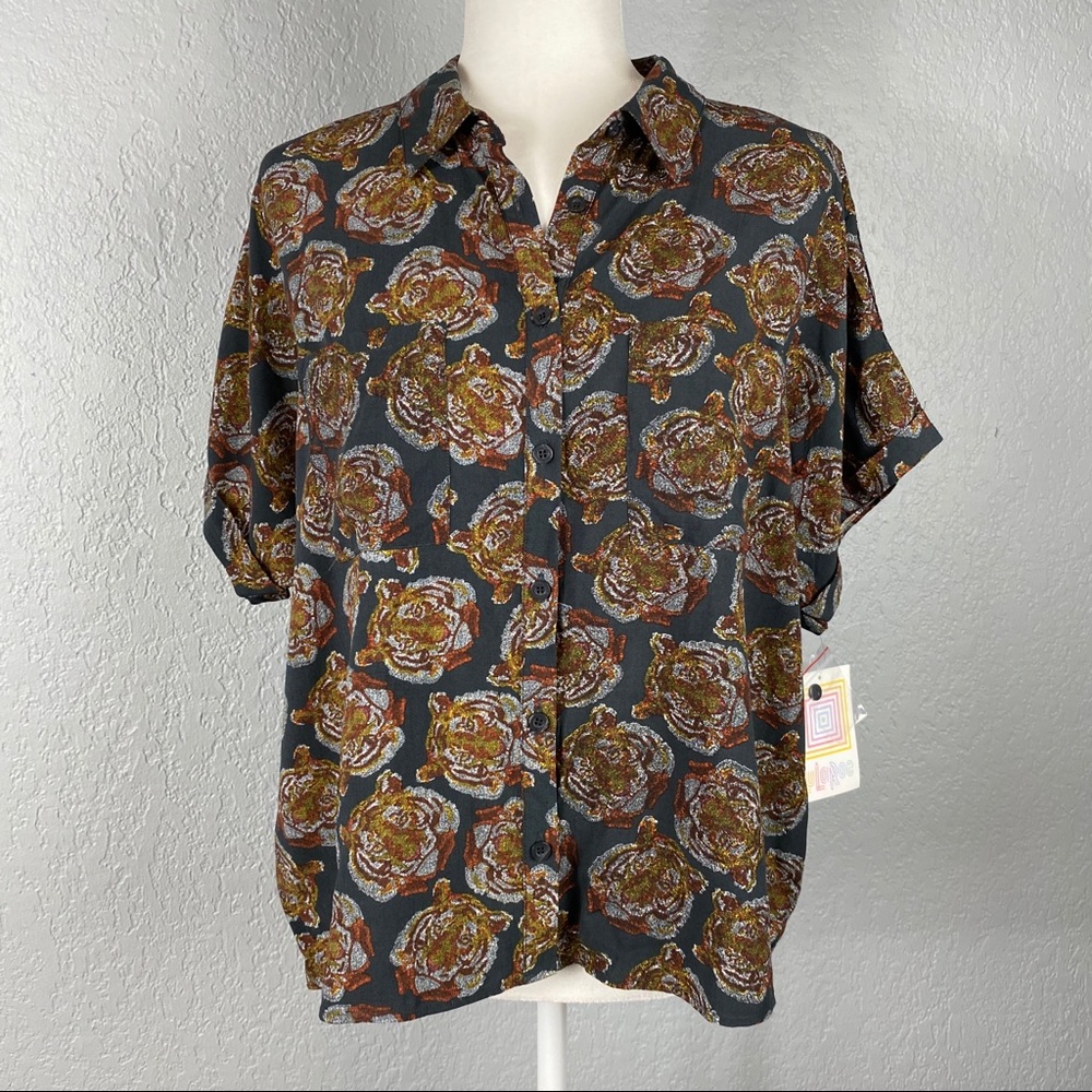 Button down dolman top - Tiger print